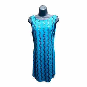 Planet Gold Couture Women’s Teal Sequin Tank Dress L JC526